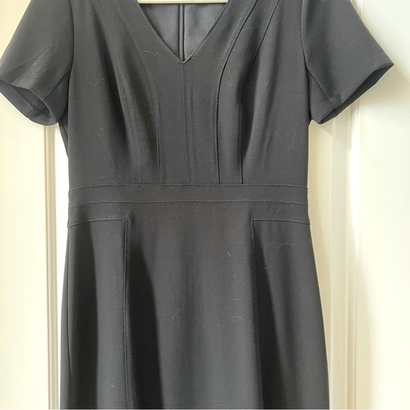 White House Black Market Black Sheath Mini Dress V-Neck - Picture 4 of 8